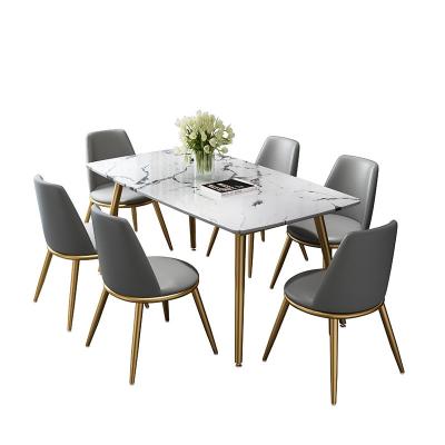 China Modern Design 6 Seats Marble Top Fashion Dining Table Furniture Home Dining Table Sets for sale