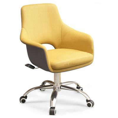 China (Size)Adjustable Yellow PU Coaster Plating Modern Simple Metal Leg Office Room Furniture Office Gaming Chairs for sale