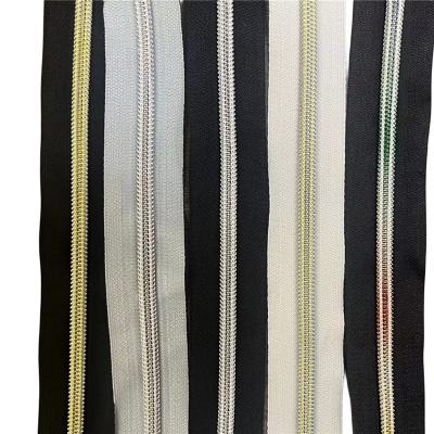 China High Quality Auto Lock OEM Zipper 5# Rainbow Nylon Open Long Chain Zipper For Clothes Sport Wear Coats for sale