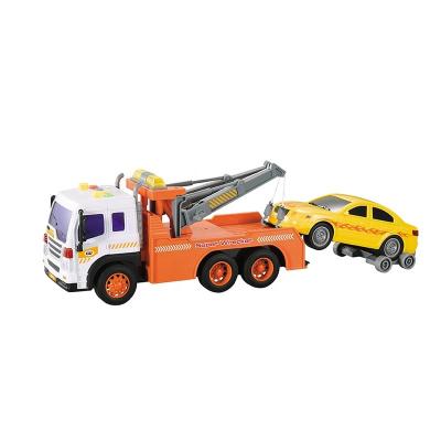 China Funny Tow Truck Toy Pull Back Toy Cars Miniature Wrecker Carrier Truck for Boys and Girls, Lights and Sound for sale