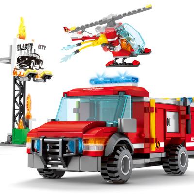 China Building Toy Fire Trucks Helicopter Plastic building block sets unisex toy bricks for wholesale for sale