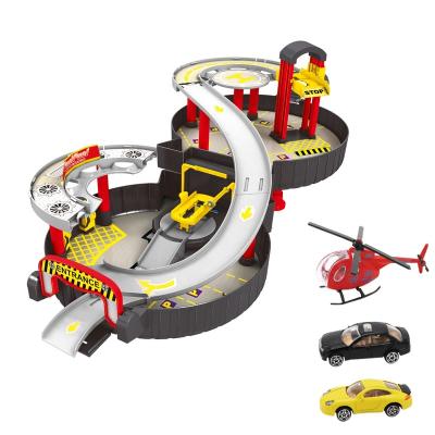 China Funny Toy Car Garage For Toddlers Kids Boys Building Track Car Play Set DIY Parking Firetruck Toys Set With High Speed ​​Railroad for sale