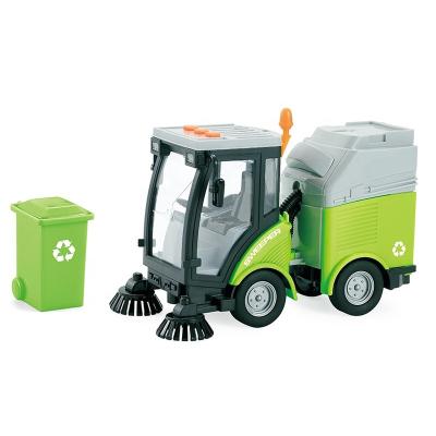 China Diecast Toy Push and Go Friction Powered Truck Toys Sweeper Truck, Takedown Trash Can, Sweeping Brushes for sale