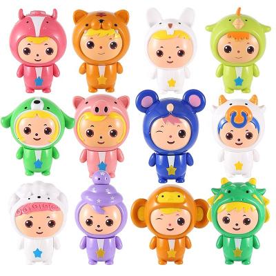 China Funny Transform Big 12 Plastic Cute Cartoon Chinese Zodiac Toys Figure Play Set Of Chief, Mini Cute Toy Garden Cake Factory Main Decoration for sale