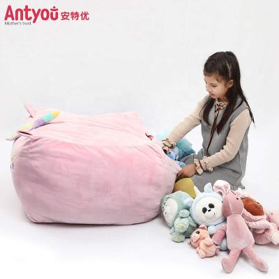 China 38 Inch Velvet Stuffie Extra Soft Organization Stuff Toy Storage Bean Bag Cover Replace Mesh Toy Hammock for sale