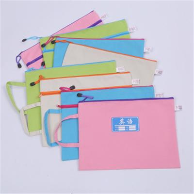 China PVC Customized Waterproof Single Layer Fabric A4 Size Folder Pocket Folder Document Bag For Students for sale