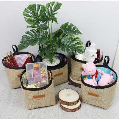 China OEM Small Storage Basket Decor Bin Bag Mini Hanging Storage Bag Cotton Viable Canvas Jute For Wall Door Cabinet for sale