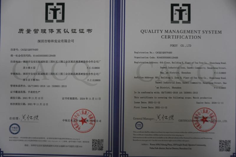 ISO9001 - Shenzhen Foksy Industry Co., Ltd.