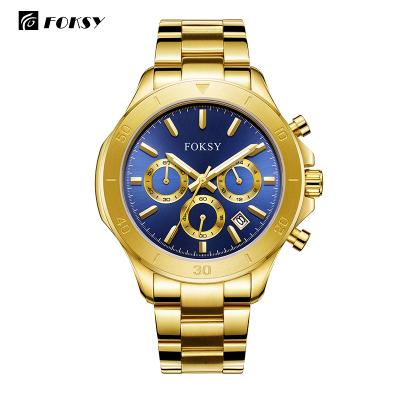 China Custom Auto Date Logo 5ATM Water Resistant Quartz Stainless Steel Watch Chronograph Relogio For Men for sale