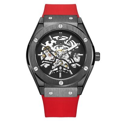 China Foksy 2020 Top Brand Automatic Skeleton Wristwatches Black Silicone Custom Printed Logo Mens Series Automatic Watches for sale