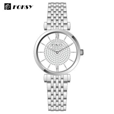 China Water Resistant Women Watches Fashion Diamond Ladies Round Watch Minimalist Quartz Analog Movt Unique Female Watch for sale