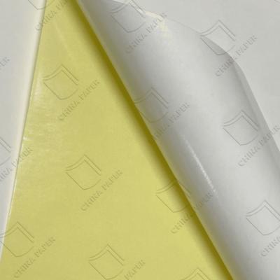 China 150-250g Yellow / White Release Paper Printed Self Adhesive Labels Roll For Shipping Retail Packing Labels for sale