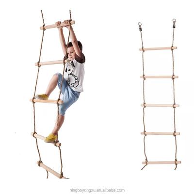 China Modern High Quality Arming Rope Climbing 5-Step Swing Wooden Outdoor Fitness Ladder Kids Ladder for sale