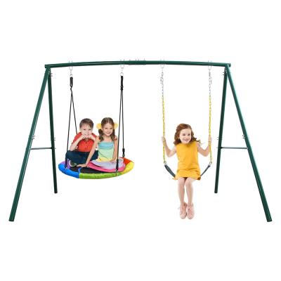 China Modern A-Shape Frame Metal Swing Set With Heavy Duty Rack Playground For Kids for sale