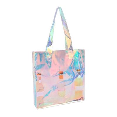 China Plastic Shopping Clear PVC Holographic Tote Fashion Shopping Shoulder Bags For Women for sale