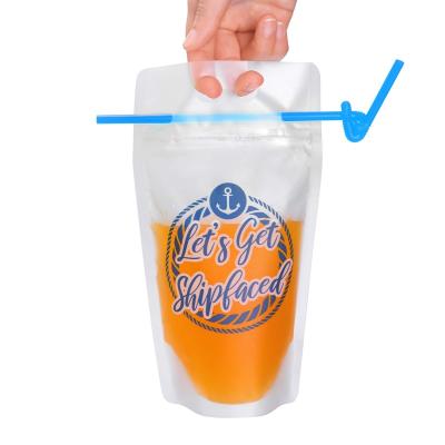 China Custom Printed Disposable POS Juice Container Plastic Drink Bags Reusable Pouches With Straw For Adults for sale