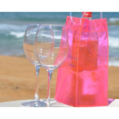 China Large Size Waterproof Colored PVC Ice Wine Gift Bags Pocket Wine Cooler Tote Bag With Handle For Champagne Beer Beverage for sale