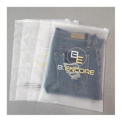 China Security Custom Printed Frosted Resealable PVC Zip Lock T-shirt Clothing Packaging Biodegradable Plastic Zipper Bag With Gold Logo for sale