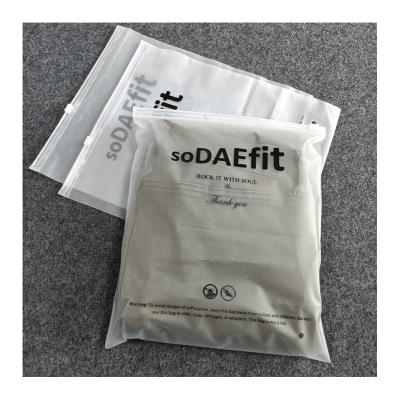 China Security Custom Printed Logo Plastic Frosted Black PVC EVA Clothing Packaging Reclosable Slider Plastic Zipper Bags for sale