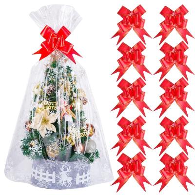 China Daily wrap 30x 44 inch large Christmas snowflake cellophane bags with pull bows set for basket and some great Christmas gifts for sale