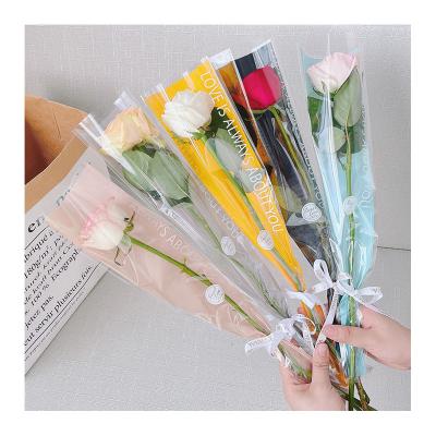 China Clear OPP Flower Single Sleeve Cellophane Daily Packaging Bag Rose Packaging Bags Flower Wrapping Poly Bag for sale