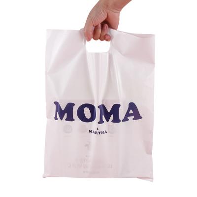 China Recyclable Plastic Die Cut Carry Bag White Plastic Shopping Tote Bag HDPE Handle Bag With Handle for sale