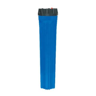 China Hotel 20 Inch Thin Blue Color Water Filter Housing 1/2 Inch 3/4 Inch Plastic Brass Thread for sale