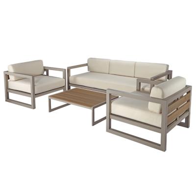 China Eco-friendly Sumparwood / Aluminum Modern Odm / Flange OEM Tending High Standard Customized Outdoor Sectional Furniture Sofa Sets for sale