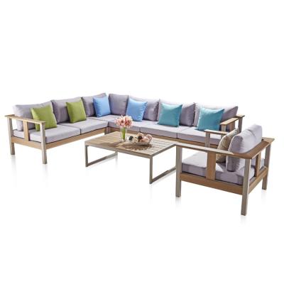 China New Design Eco-friendly OEM ODM Customized Modern Outdoor Sumparwood / Aluminum / Clamp Garden Sofa Sets for sale