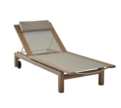 China Hot Eco-friendly Hotel Synthetic Teak Factory Price Sale Convertible Outdoor Lounge Relaxing Waterproof Sun Pool Mesh Sofa Chair With Wheels for sale