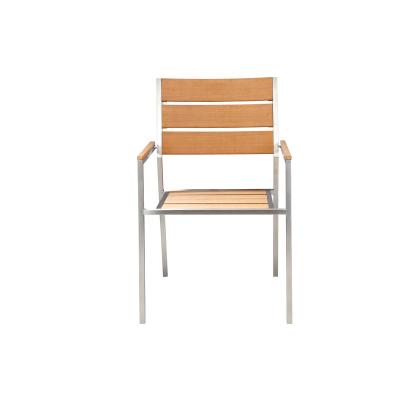 China High Quality Outdoor Plastic Wood Waterproof Chairs Wholesale High Temperature Resistance Synthetic Teak Chair Eco-friendly Dining Chair for sale