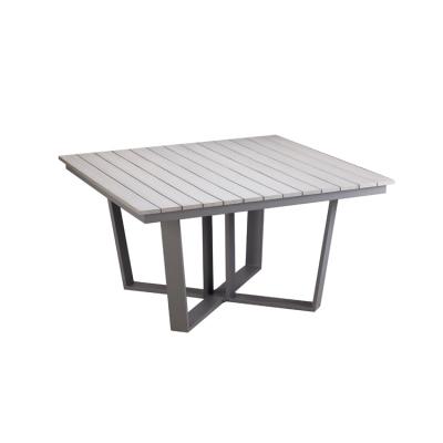 China Household eco-friendly special plastic wooden square table design frame dining coffee tables aluminum tea table for outdoor furniture for sale