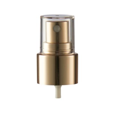 China Non Spill New Design Silver Matte Aluminium 24 Teeth Fine Mist Spray Pump Match With Half Cap for sale