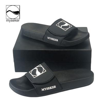 China Custom Logo 2021 Summer Heels Eva Flat Leather Men's Sandals Man In Durable Arabic White Slide For PVC Slides Mens Sandals for sale