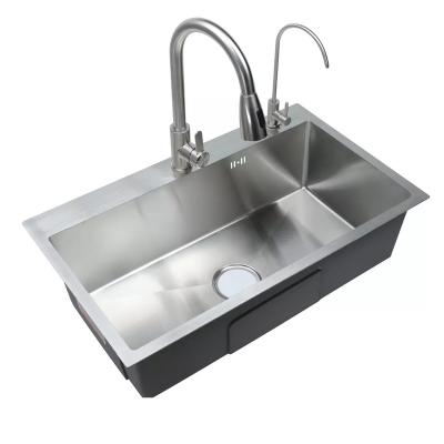 China Without Faucet Depth 210mm Large Single Bowl Single Workstation Sinksstainless Steel Handmade Kitchen Sink for sale