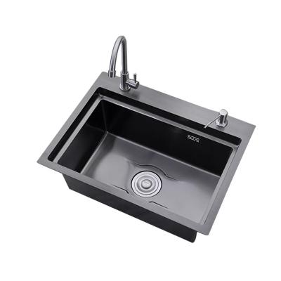 China Without Faucet 16Gauge 3.0mm Home Kitchen Handmade 304 Stainless Steel Single Bowl Sink for sale