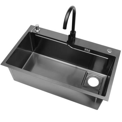 China Large Bowl Single Bowl Kitchen Faucet Gunmetal Sink 68*45*24cm Without Stainless Steel Single Bowl Handmade Kitchen Sink for sale