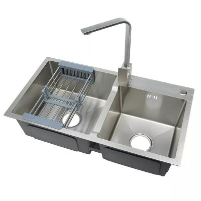 China Without Double Faucet Factory Price Bar Home Prep Nano Handmade Double Bowl Basin Drop In Kitchen Sink for sale