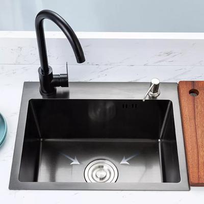 China Without Faucet Single Bowl Nano Rectangular Deep Undermount Stainless Steel Handmade Kitchen Sink for sale