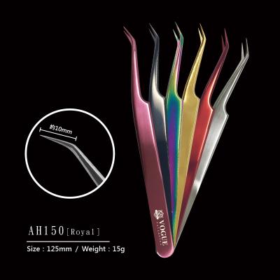 China Custom OEM AH150 Stainless Steel Professional Logo Pink Eyelash Tweezers Eyelash Extension Tweezers for sale