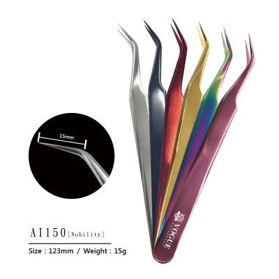 China High Quality Logo Eyelash Tweezers Rainbow Tweezers Custom Made Stainless Steel OEM AI150 Eyelash Tweezers for sale