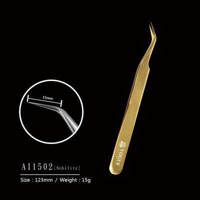 China AI1502 Stainless Steel Stainless Steel Tweezers Anti Static Extensions Gold Lahes Tweezers for sale