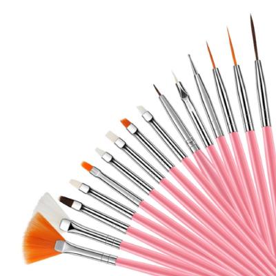 China Low MOQ UV Nail Art Gel Brush Kit 15pcs Acrylic Gel Painting Nail Drawing for sale