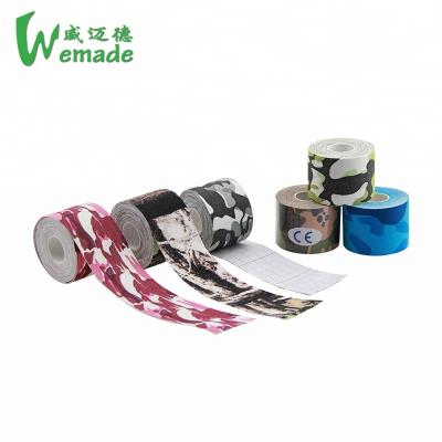 China Sports OEM Printed 5cm x 5m Camouflage Muscle Cotton Tape Kinesiology Tape Ce Cotton Sports Tape for sale