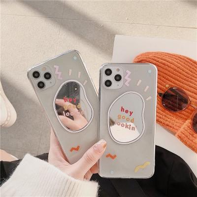 China Anti Fall Glitter Mirror Makeup Girl Shockproof Mobile Cover Wholesale Shockproof Clear Phone Case For iPhone 13 pro Max Mini for sale