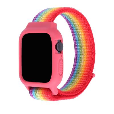 China For Apple Watch 3 4 5 6 Silicone Nylon Case 38mm 42mm Woven Smart Watch Sport Loop Shockproof Strap For Apple iPhone iWatch Watch Band Series 3 4 5 6 for sale