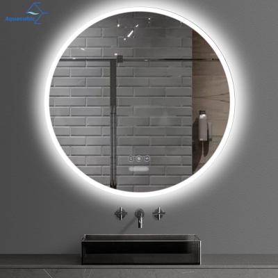 China Illuminated Ready To Board Products 24*24 Inch Acrylic Led Round Mirror Anti Fog Touch Switch Smart Bathroom Mirror Light for sale