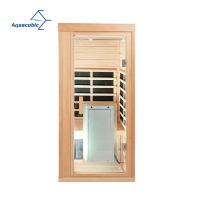 China Computer control panel ready to ship Hemlock wood one person sauna room hotsale far infrared dry sauna for sale