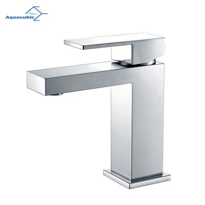 China Aquacubic 2021 Single Hole Handle Bathroom Basin Faucet Single Metered Square Bathroom Basin Faucet Faucets for sale