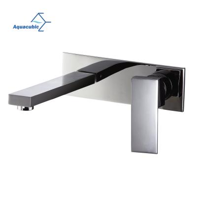 China Metered Wall Mounted Faucets Aquacubic Chrome Single Handle Bathroom Basin Faucet Concealed With Valve for sale